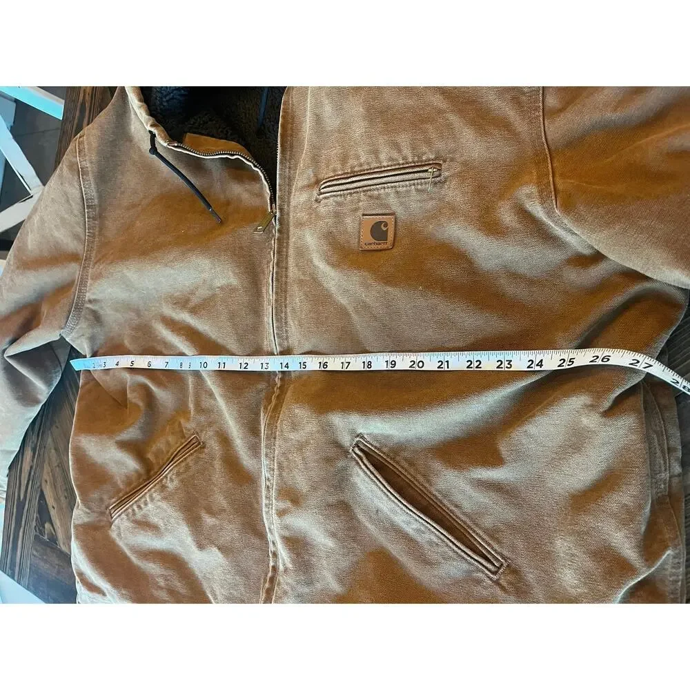 Carhartt J141 211 Hooded Sherpa Lined Canvas Workwear Western Jacket Men XXL